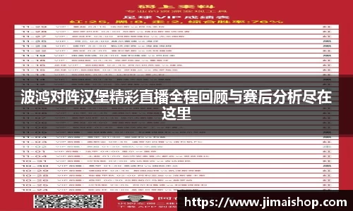 波鸿对阵汉堡精彩直播全程回顾与赛后分析尽在这里